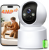 Gpirokcys 5G&2.4GHz WiFi Battery Powered Indoor Camera Wireless, PTZ Pet Camera with 6000mAh Rechargeable, 2.5K 4MP Color Night Vision, SD/Cloud Storage, 2-Way Audio, App Remote, Cat/Dog/Kids/Home Monitoring