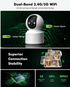 Gpirokcys 5G&2.4GHz WiFi Battery Powered Indoor Camera Wireless, PTZ Pet Camera with 6000mAh Rechargeable, 2.5K 4MP Color Night Vision, SD/Cloud Storage, 2-Way Audio, App Remote, Cat/Dog/Kids/Home Monitoring
