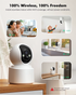 Gpirokcys 5G&2.4GHz WiFi Battery Powered Indoor Camera Wireless, PTZ Pet Camera with 6000mAh Rechargeable, 2.5K 4MP Color Night Vision, SD/Cloud Storage, 2-Way Audio, App Remote, Cat/Dog/Kids/Home Monitoring