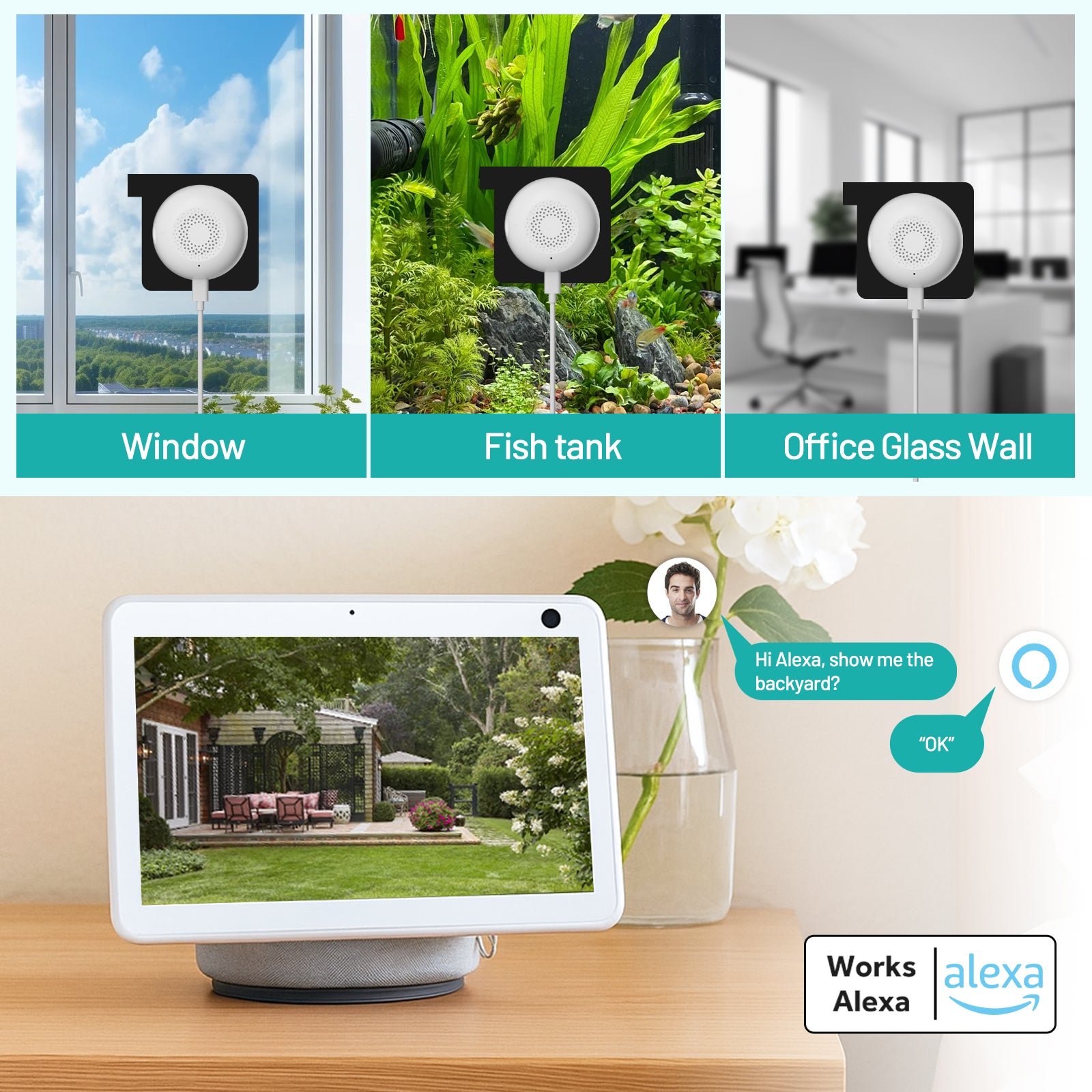 Gpirokcys 2K Window Security Camera, 5GHz & 2.4GHz WiFi 6 Indoor/Outdoor Monitoring, Max AI Color Night Vision, 110° Wide Angle, Easy Stick-on Install, Alexa Compatible, 24/7 Recording